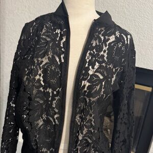 Say What? Black Lace Bomber Jacket